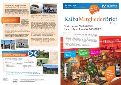 Mitgliederbrief 2 2012 Raiffeisenbank Schaafheim Eg