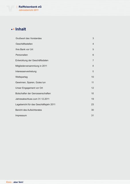 Jahresbericht 2011 - Raiffeisenbank eG