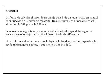 Problema La forma de calcular el valor de un pasaje para ir de un ...