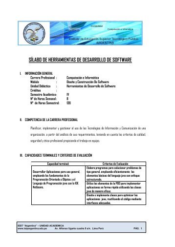 SÍLABO DE HERRAMIENTAS DE DESARROLLO ... - ISTP Argentina