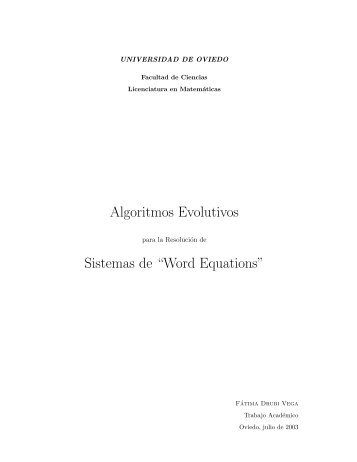 Algoritmos Evolutivos Sistemas de “Word Equations” - Aic.uniovi.es ...