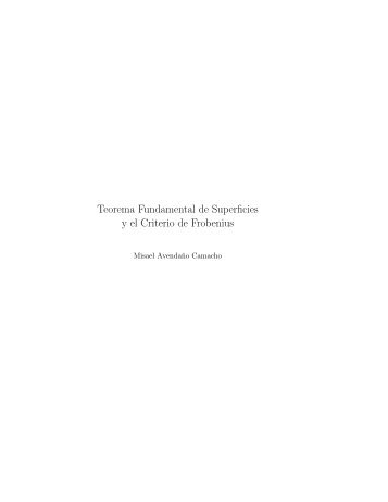 Teorema Fundamental de Superficies y el Criterio de Frobenius