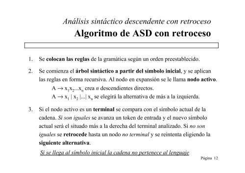 análisis sintáctico descendente sin retroceso - Blearning