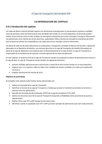 4 Capa de transporte del modelo OSI 4.0 INTRODUCCION DEL ...