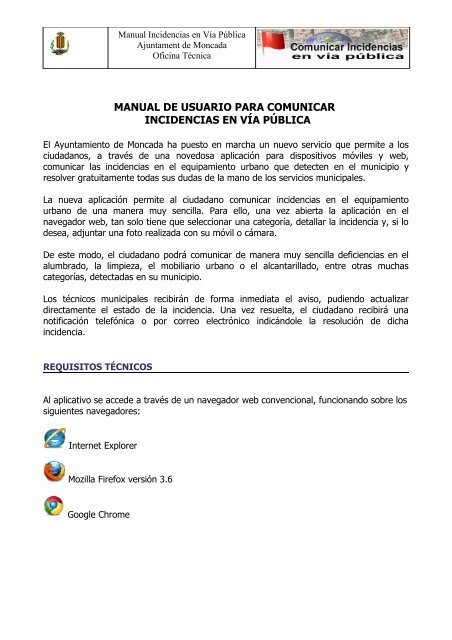 Manual de instrucciones - Ayuntamiento de Moncada