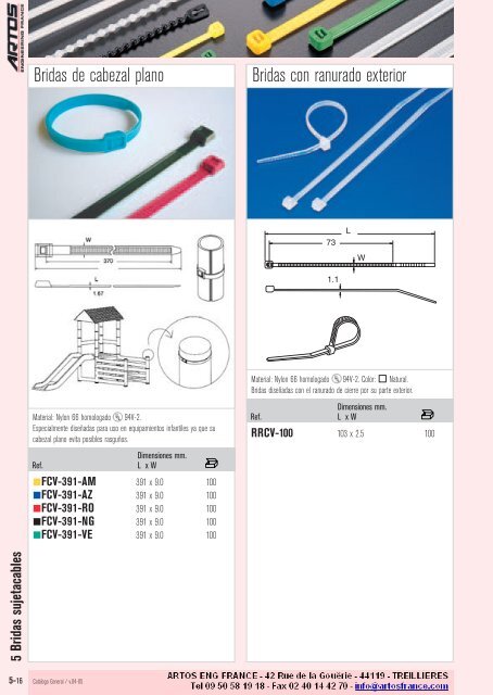 5 Bridas sujetacables - Artos Engineering France