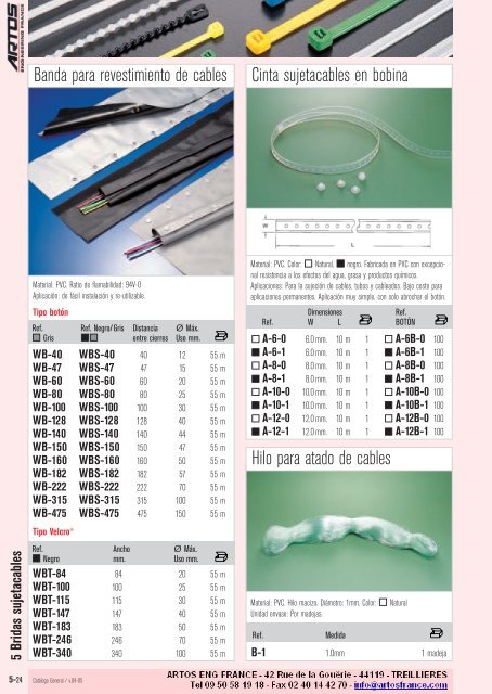 5 Bridas sujetacables - Artos Engineering France