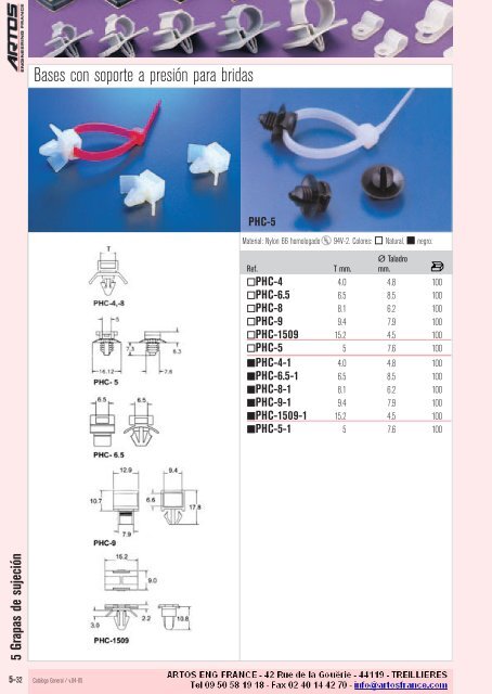 5 Bridas sujetacables - Artos Engineering France