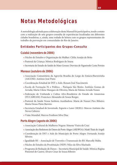 Manual de Prevenção das DST/HIV/Aids em Comunidades Populares