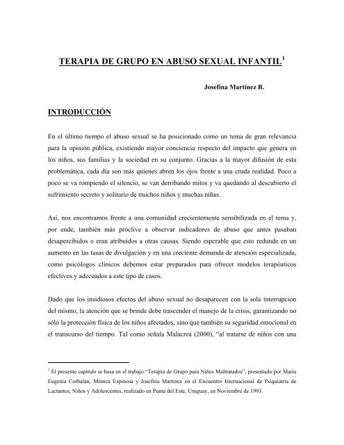 TERAPIA GRUPAL EN ABUSO SEXUAL INFANTIL - Buen Trato