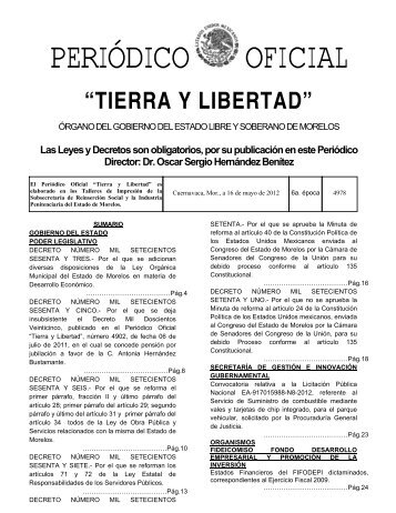 4978 - Periódico Oficial - Gobierno del Estado de Morelos