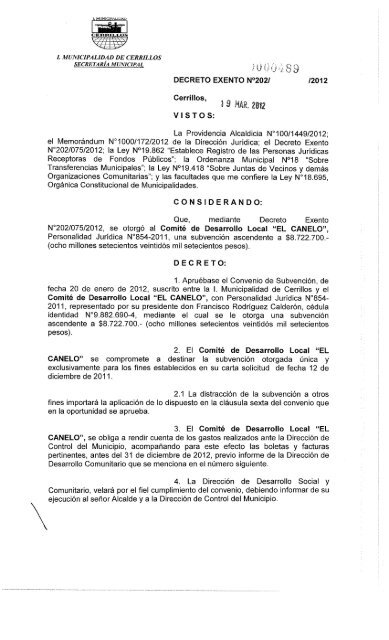 DECRETO EXENTO N°202I - I. Municipalidad de Cerrillos