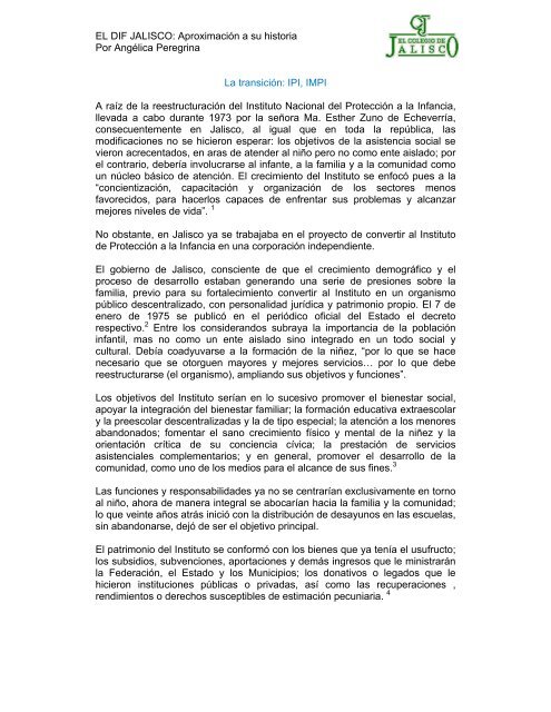 EL DIF JALISCO: Aproximación a su historia Por Angélica Peregrina ...