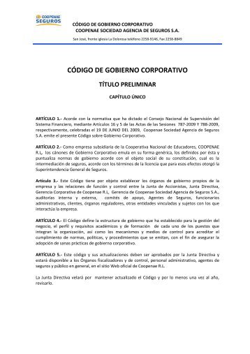 CDIGO DE GOBIERNO CORPORATIVO - Coopenae Seguros