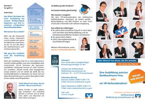 Flyer Zur Ausbildung 2014 Raiffeisenbank Weissenburg