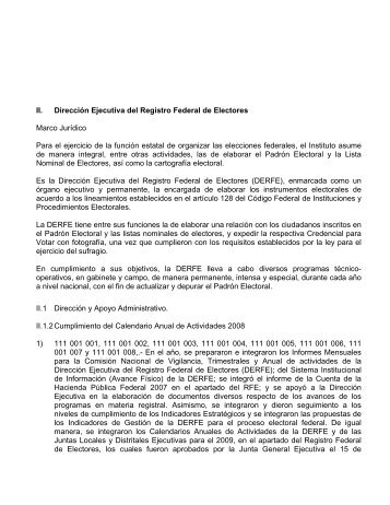 II. Dirección Ejecutiva del Registro Federal de Electores Marco ...