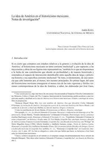 La idea de América en el historicismo mexicano. Notas de ...
