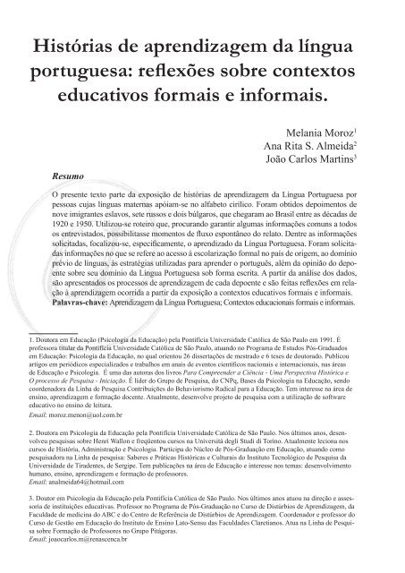 reflexões sobre contextos educativos formais e informais. - Unicid