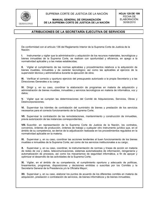 Manual General de Organización de la SCJN - Suprema Corte de ...