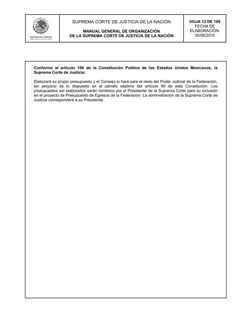 Manual General de Organización de la SCJN - Suprema Corte de ...