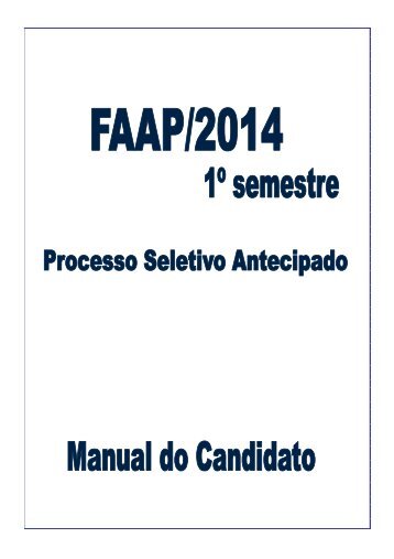 download manual do candidato - Processo Seletivo 2013 - Faap