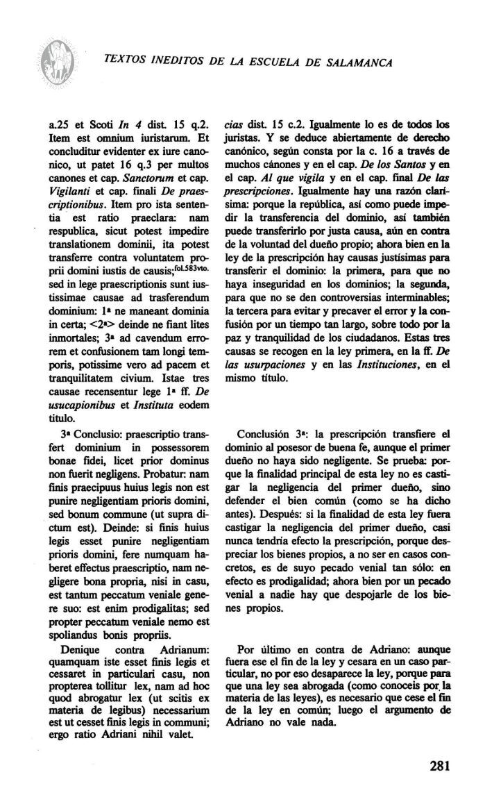 TEXTOS INÉDITOS DE LA ESCUELA DE SALAMANCA