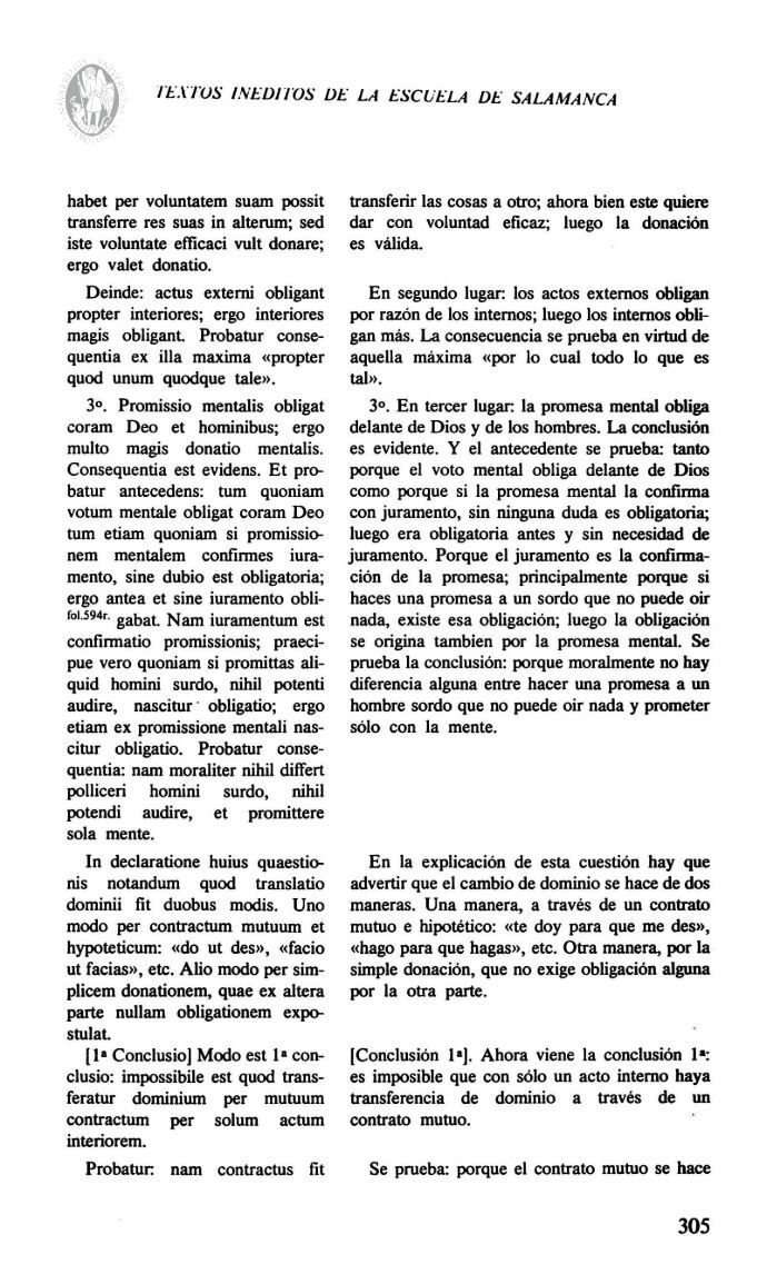 TEXTOS INÉDITOS DE LA ESCUELA DE SALAMANCA