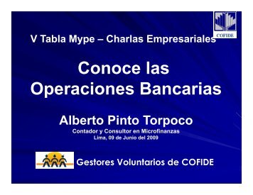 Conoce las Operaciones Bancarias Operaciones Bancarias - Cofide