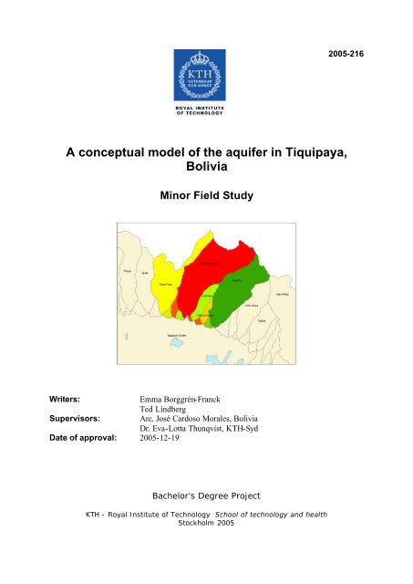 A conceptual model of the aquifer in Tiquipaya, Bolivia - KTH