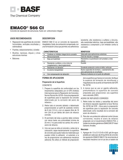 Emaco S66CI - BASF in Puerto Rico, BASF in the Caribbean