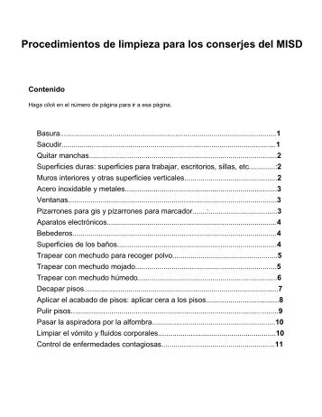 Procedimientos de limpieza para los conserjes del ... - Mesquite ISD