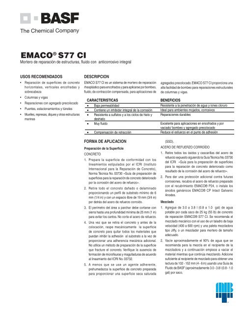 EMACO® S77 CI - BASF in Puerto Rico, BASF in the Caribbean