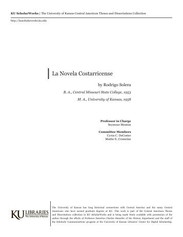 La Novela Costarricense - KU ScholarWorks - University of Kansas