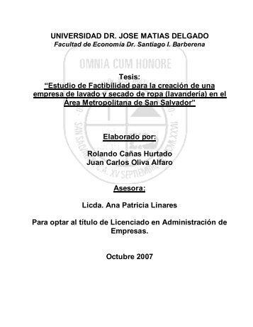 Estudio de Factibilidad para la creación de una empresa de lavado ...