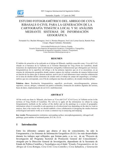 estudio fotogramétrico del abrigo de cova ribasals o civil para la ...