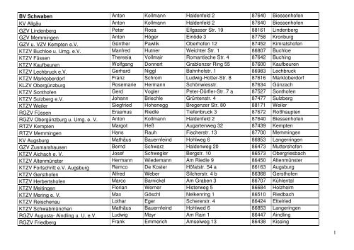 1 BV Schwaben Anton Kollmann Haldenfeld 2 87640 Biessenhofen ...