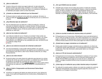 Q. ¿Qué es restitución? - California Department of Corrections and ...