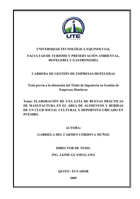 Universidad Tecnologica Equinoccial Facultad De Turismo Y