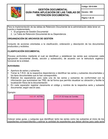 Guía para Aplicar Tablas de Retención Documental - Envigado