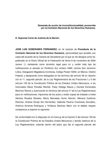 Demanda de acción de inconstitucionalidad, promovida por la ...