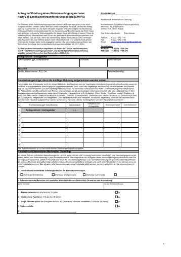 Antrag auf Erteilung eines ... - Stadt Rastatt