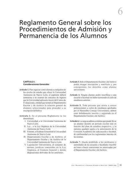 Reglamento General sobre los Procedimientos de Admisión y ...