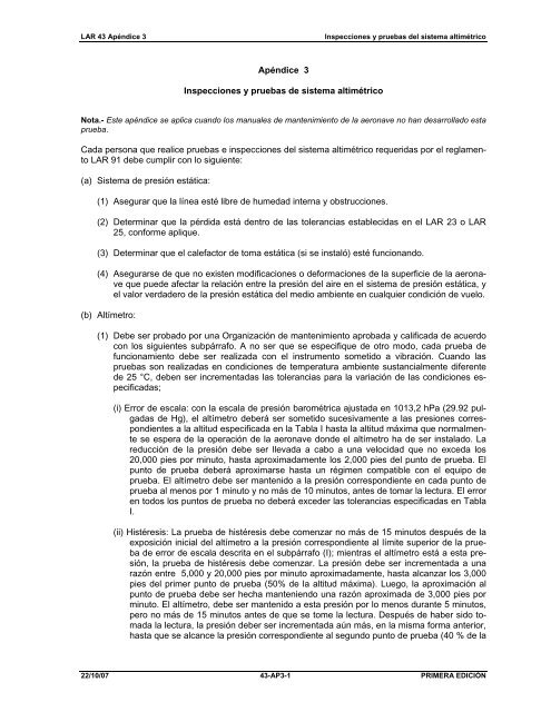 Reglamentos Aeronáuticos Latinoamericanos LAR 43 ... - ICAO