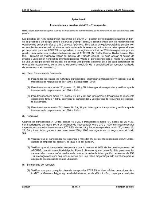 Reglamentos Aeronáuticos Latinoamericanos LAR 43 ... - ICAO