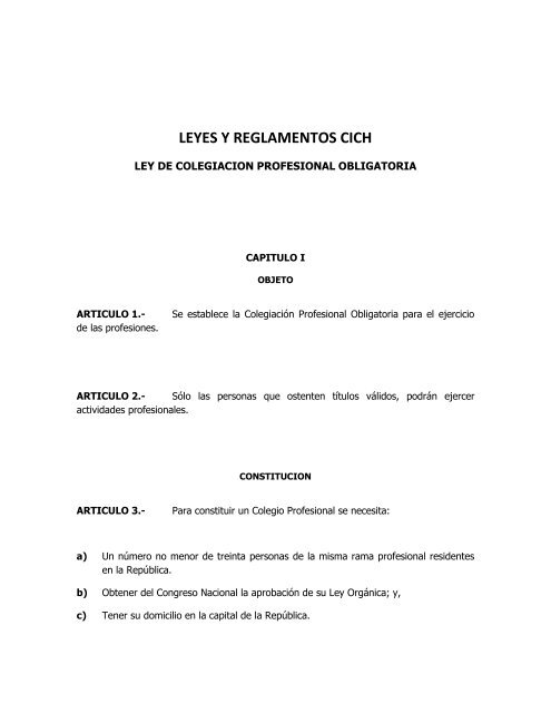 Leyes Y Reglamentos Cich Colegio De Ingenieros Civiles De Honduras