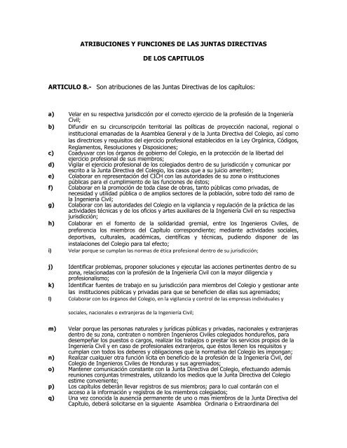 leyes y reglamentos cich - Colegio de Ingenieros Civiles de Honduras