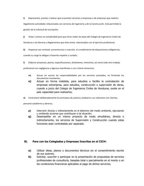 leyes y reglamentos cich - Colegio de Ingenieros Civiles de Honduras