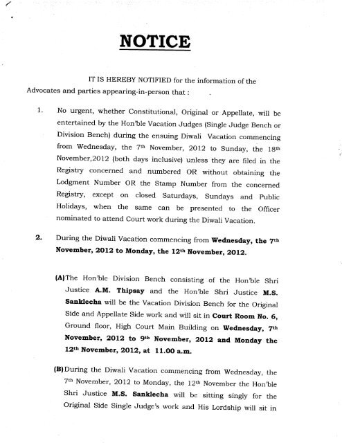 Notice Bombay High Court