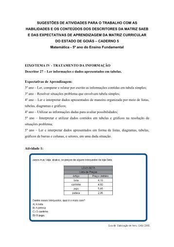 sugestões de atividades para o trabalho com as habilidades e