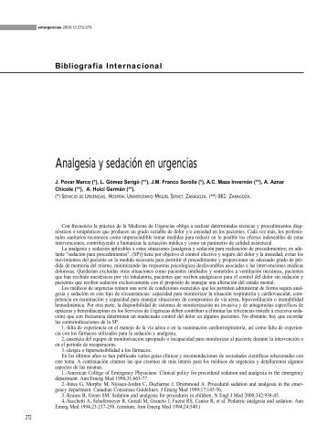 Analgesia y sedación en urgencias - Semes